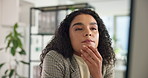 Thinking, computer or businesswoman in administration office on finance spreadsheet or payroll data system. Financial, ideas or accountant problem solving for bookkeeping solution or budget funding