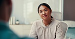 Woman, doctor and patient for checkup in office with medical help, symptoms and advice of treatment. Person, consultation and discussion, healthcare opinion and listening for information of diagnosis