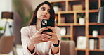 Remote work, phone and bad news with woman in home office for virtual assistant, worry and networking. Feedback, administration and proposal schedule with person for planning, policy and research