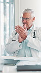 Doctor, team and man applause for celebration, health achievement or target. Mature medical professional, happy or clap hands for support with goal, surgery success or paper for results in clinic