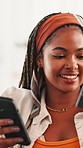 Sofa, happy woman and smartphone with credit card for payment, online shopping or check password. Home, African female person and smile with mobile for debit, ecommerce or subscription for dating app