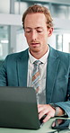 Accountant, laptop and business man in office for financial review, budget report and planning. Professional, corporate and finance consultant on computer for research, website and investment project