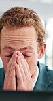 Stress, frustrated and business man in office with software glitch or error with accounting system. Overwhelmed tax practitioner, deadline and pressure with difficult audit or internet 404 on laptop