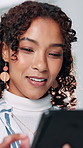 Business, smile and woman in workplace, tablet and connection with sales consultant, website info or tech. Person, employee or creativity with internet, email or research for project or communication