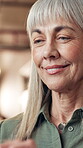 Smile, business and woman laughing in office for corporate joke, funny employee and copywriting career. Mature, female person and ideas for job promotion, creative proposal and publishing opportunity