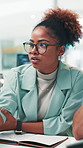 Office, developer and woman with notebook, teamwork and employee with stylus for research and discussion. Business, programmer and people with notes for syntax error, collaboration and tech for code