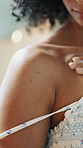 Skincare, hands and person with cream, cosmetics or exfoliation to remove dead skin cells or home. Wellness, self care and lotion for antiaging benefits, dermatology or treatment for body or moisture