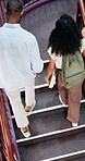University, students and library stairs with books for information, learning or knowledge for academic citation. Study session, top view and education with research, scholarship and walking people