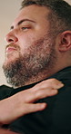 Chef, shoulder pain and man in kitchen with stress for career, job and catering at restaurant. Pressure, frustrated and person with tension, ache and joint for fatigue, burnout and overworked