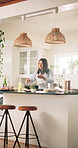 Cooking, aroma and woman in kitchen in home with meal, dinner or supper for diet, wellness or health. Nutrition, culinary and female chef smelling food for lunch with vitamins, recipe or ingredients.