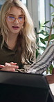 Business people, planning and woman in office, tablet and research for digital app launch. Group, coworking or employees with tech, discussion or feedback for user experience, internet or cooperation