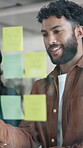 Planning, meeting and business people in office with idea for brainstorming, strategy and project schedule. Creative agency, tablet and workers with sticky notes for discussion, research and teamwork