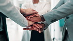 Group, motivation and hand pile of business people with mission, team building and trust for support together. Collaboration, huddle circle and corporate success for winning employees in celebration