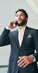 Business, phone call and man in workplace, conversation and investor with opportunity. Person, employee and financial consultant with cellphone, talk and digital app for chatting or feedback for deal