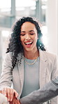 Happy, business people and meeting with hands together or applause in celebration for winning at office. Excited group, team or employees piling with smile in huddle for unity, achievement or success