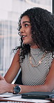 Discussion, documents and business women in office for financial performance review with profit report. Meeting, paperwork and manager with finance advisor for company budget planning with feedback.
