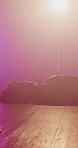 Body, pole dancer and woman on floor for performance, art or dancing with neon light. Erotic stripper, sensual and person in nightclub for exotic entertainment, sexy or private show for burlesque