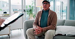 Talking, senior man and therapist with notes on tablet for counseling for mental health in retirement. Patient, people or psychologist with communication and tech for advice or help in consultation