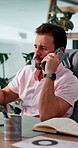 Phone call, advice and talking with business man in office for  IT sales consultant, SaaS advisor and client update. Communication, cloud solutions and chat with person in tech startup for feedback