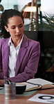 Business woman, typing notes and ideas with checklist, schedule and update in office. Accountant, computer and notebook for financial reminder, information report or brainstorming for audit planning