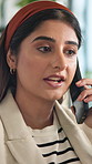 Phone call, communication and businesswoman in office for deal, negotiation or contact for client. Networking, cellphone and financial manager on mobile discussion for investment plan in workplace.