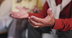 Hands, home and senior couple with divorce, argument and ring with conflict, fight and mistake. Closeup, elderly people and man with woman, jewelry and toxic marriage with disagreement or cheating