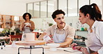 People, instructor and explain for pottery class for sculpture design, learning technique and craft process. Potter, teaching and guide for mold production, ceramic demonstration and creative course