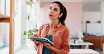 Pottery studio, small business and woman with tablet for inventory, management and planning in store. Startup owner, typing and tech with online checklist, stock or invoice by shelf for product order
