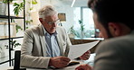 Business people, documents and men in office, conversation and planning for budget report. Accounting firm, employees and financial investors in workplace, proposal for project funding or cooperation