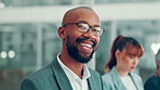 Face, business and man in office, smile and career ambition with confident personality, recruitment and pride. People, human resources management or employee in workplace, cooperation or portrait