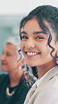 Smile, meeting and face of businesswoman in office with confidence for corporate career development. Happy, professional and portrait of female financial advisor with pride for company growth.