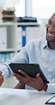 Doctor, handshake and tablet with old man in office for meeting, life insurance report and patient medical history. Healthcare advice, shaking hands and digital checklist with people in clinic