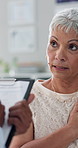Senior woman, patient and consulting with doctor for chest pain, bronchitis or medical diagnosis at clinic. Elderly, female person or client talking with healthcare worker for consultation or checkup