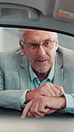 Mature man, talking and car at dealership with talk by window, negotiation and finance planning at shop. Person, salesman and discussion for driving, purchase and customer support at vehicle showroom