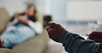 Psychology, discussion and consulting with hands of person for advice, mental health and therapy. Help, life coach and anxiety assessment with closeup of doctor for support, trauma and counseling