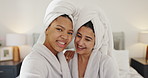 Friends, face and women with selfie at spa for pamper date memory, blow kiss and social media post. Self care, people and photography in hotel room for luxury bonding, profile picture or holiday vlog