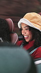 Happy, friends and woman with smartphone, car and texting on social media for road trip and journey. Outdoor, traveller and person with mobile for chat, communication and smile for message in vehicle