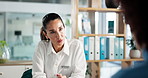 Office, manager and talking to employee, meeting or discussion for career development or colleagues. Serious, people and conversation for opportunity in company, teamwork and woman with feedback