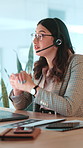 Financial advisor, woman and talking in call center for customer service chat, sales consulting or loan help. FAQ, explain or finance questions with advice or headset for solution or banking limit