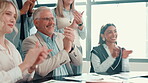 Success, applause and profit with business people in meeting for investment contract, support and deal. Winner, teamwork and achievement with employees in office for celebration and promotion