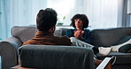 Talking, therapy and back of psychologist in office for psychometric, evaluation and counseling . Mental health diagnosis, conversation and aptitude exam with people in clinic for support and client