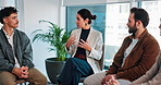 Counseling, explain and group therapy with people in office together for advice, growth or healing. Accountability, meeting and workshop with counselor speaking to patients in session for psychology