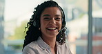 Face, smile and woman with headset at call centre for assistance, customer service and contact us. Portrait, female agent and happy for telecom, consultation services and compliance with crm support