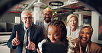 Smile, people and dance with recording for video, energy performance and post for live streaming. Office, men and women with phone for content creation, trending movement and rhythm for social media