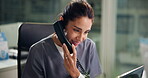 Woman, nurse and talk with phone call in office for medical report, results and wellness advice. Smile, person and mobile for discussion, administration and confirm appointment of healthcare services