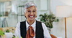 Face, business and woman in workplace, smile and career ambition with asset management company. Portrait, happy person and employee with job opportunity, accounting and confidence with investment