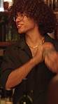 Bartender, drink mixing and man in club, smile and skills for cocktails, happy hour and hospitality. Person, expert and employee with confidence, social event and mixologist with party and service