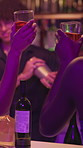 Cheers, drinks and friends in nightclub for fun, reunion or social event together at bar. Happy hour, hands and female people with alcohol beverage for toast, celebration or party at pub on weekend.
