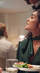 Fight, waiter and frustrated with woman in restaurant for conflict, poor quality and wrong food order. Service fail, negative rating and critic feedback with people at table for fine dining problem