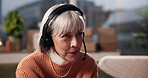 Headset, remote work and mature business woman for customer support, virtual assistance and advice. Home, contact us and person talking for online discussion, crm service and consulting for help